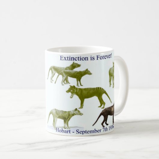 タスマニアトラのフクロオオカミのマグ コーヒーマグカップ (正面右)