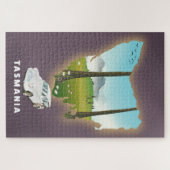 タスマニア図解入りの、写真付きの地図の旅行ポスター。 ジグソーパズル (横)