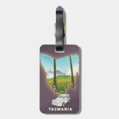 タスマニア州のイラスト入りの地図の旅行ポスター ラゲッジタグ (裏面縦)