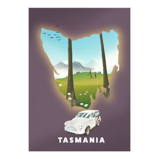タスマニア州のイラスト地図の旅行ポスター フォトプリント            (正面)