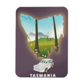 タスマニア州のイラスト地図の旅行ポスター マグネット (縦)