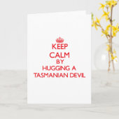 タス保マニアンデビルを抱き締めることで落ち着く カード (黄色い花)