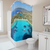 タソスアイランドカヴァラギリシャターコイズウォーターブルー シャワーカーテン (インサイチュ)