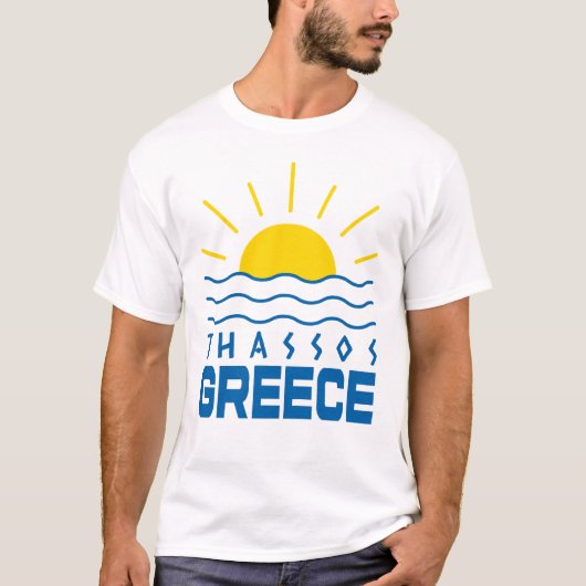 タソスギリシャのサンシャインアンドシーメンズホワイト Tシャツ (正面)