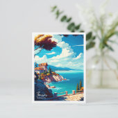 タソスギリシャのヴィンテージ旅行イラストレーション ポストカード (スタンド正面)