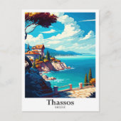 タソスギリシャ美術ヴィンテージトラベルイラストレーション ポストカード (正面)