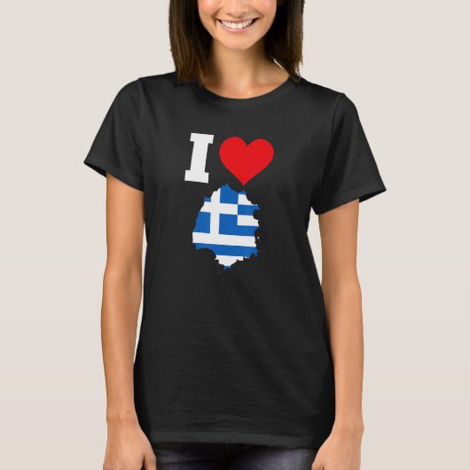 タソスIラブタソスのギリシャ国旗 Tシャツ (正面)