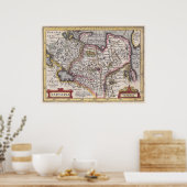 タタリーアンティーク中央・北アジアの地図 ポスター (キッチン)