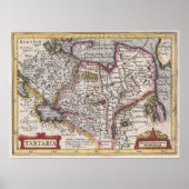 タタリーアンティーク中央・北アジアの地図 ポスター (正面)