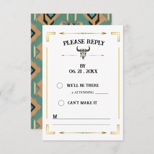 タタンカビソンイエローストーンウエスタンランチ返信カード (正面/裏面)