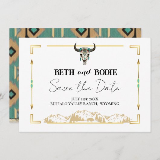 タタンカビソンイエローストーン牧場Save the Date Invi 招待状 (正面/裏面)