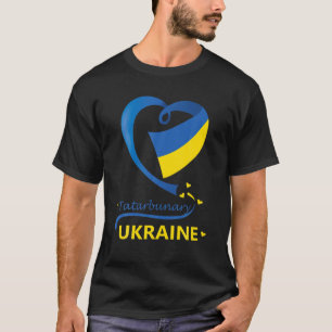 タターバリー・ウクライナ国旗のハートエンブレム・クレ Tシャツ