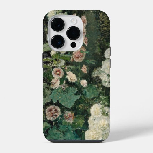 タチアオイのバラの花 iPhoneケース (裏面)