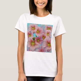 タチアオイの花の写真コラージュ Tシャツ
