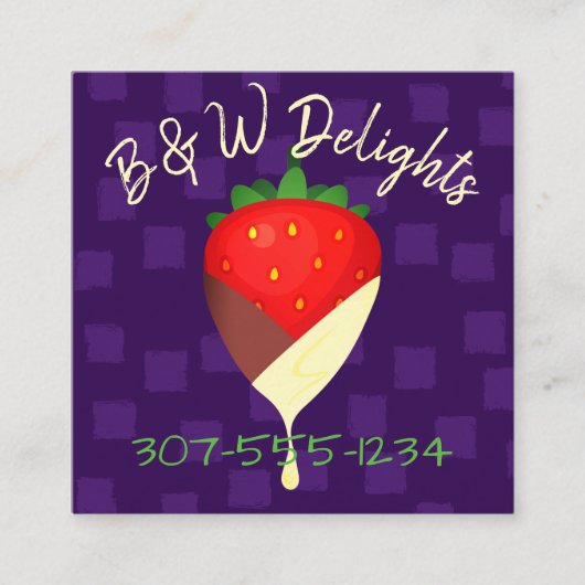 タチードチョコレートでイチゴフルーツビジネス スクエア名刺 (正面)