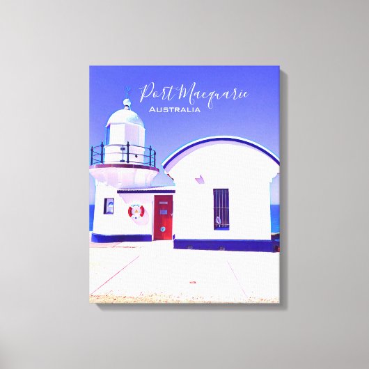 タッキングポイントライトハウスポートマコーリーオーストラリア キャンバスプリント (正面)