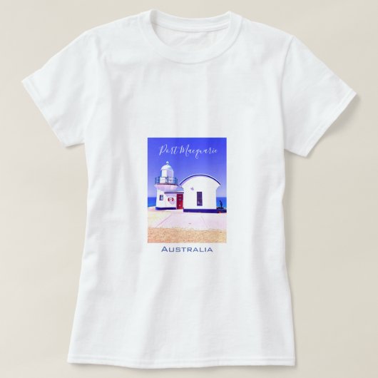 タッキングポイントライトハウスポートマコーリーオーストラリア Tシャツ (デザイン正面)