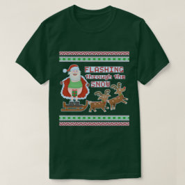 タッキーおもしろいクリスマス |雪を通してサンタが点滅 Tシャツ