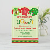 タッキーなクリスマスセーターパーティの招待状 招待状 (スタンド正面)