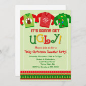 タッキーなクリスマスセーターパーティの招待状 招待状 (正面/裏面)