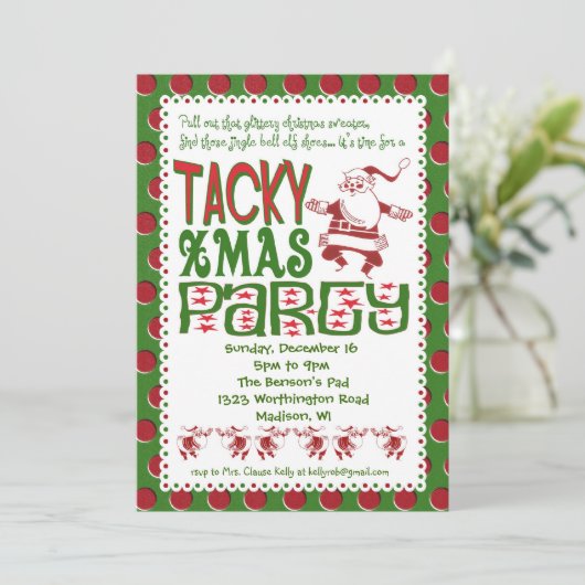 タッキーなクリスマスパーティの招待状 招待状 (スタンド正面)