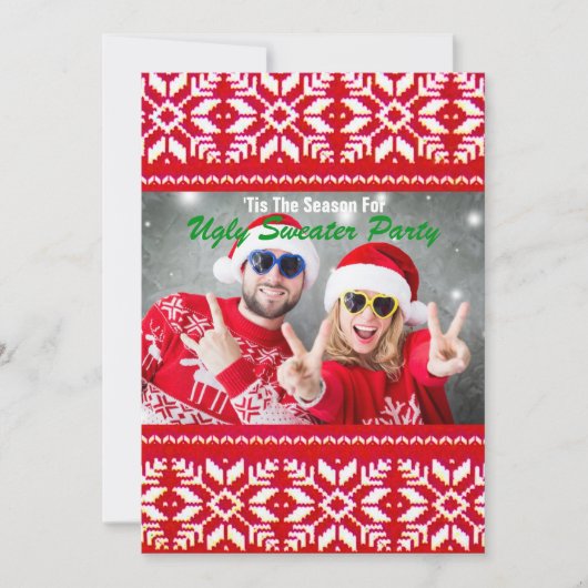 タッキーなクリスマス醜いセーターパーティー 招待状 (正面)