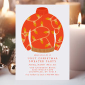 タッキーなストリングライト醜いクリスマスセーターパーティー 招待状