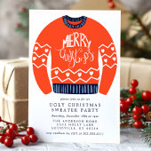 タッキーなメリークリスマスの醜いクリスマスセーターパーティー 招待状