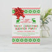 タッキーな醜いクリスマスセーターパーティの招待状 招待状 (スタンド正面)