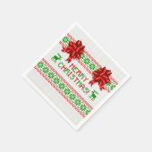 タッキーな醜いクリスマスセーター赤グリーンボウクリスマス スタンダードカクテルナプキン (角)