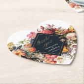 タックユー結婚ズヴィンテージオレンジ色の花デザイン ペーパーコースター (アングル)