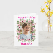 タッシーかわいらしル甘い女の子カスタムの写真誕生日 カード (黄色い花)