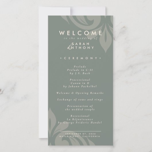 タッシーミニマルムダマスクオリーブ結婚式 プログラム (正面)