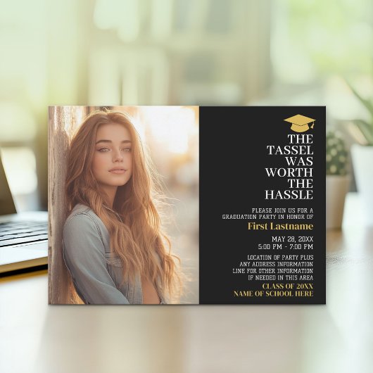 タッセルの価値はハッスル – 写真 – グラードパーティー 招待状