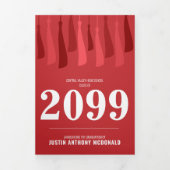 タッセルの赤い列3 – 写真卒業 三つ折り招待状 (カバー)