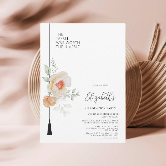 タッセルはハッスルの水のカラーの卒業の価値があった 招待状