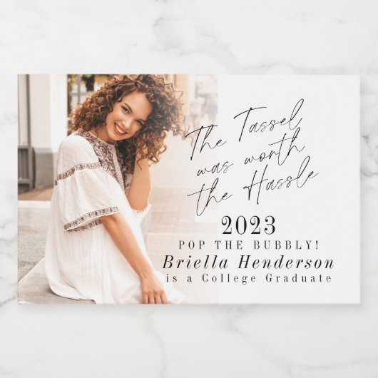 タッセルはハッスル卒業ミニの価値があった スパークリングワインラベル (シングルラベル)