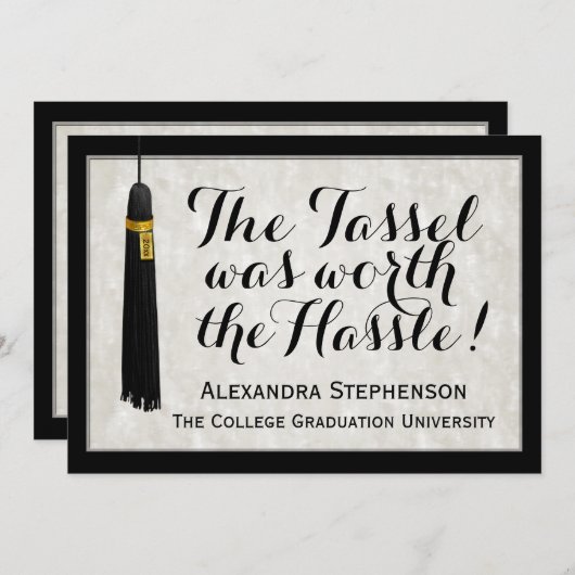 タッセルはハッスル大学の卒業の価値があった 招待状 (正面/裏面)