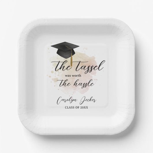 タッセルは厄介な卒業の価値があった ペーパープレート (正面)