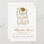 タッセルは大変な価値がある 卒業式 招待状 (正面/裏面)