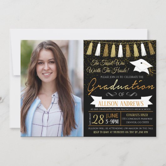 タッセルは煩わしさを価値あるものにした卒業式招待状 招待状 (正面)