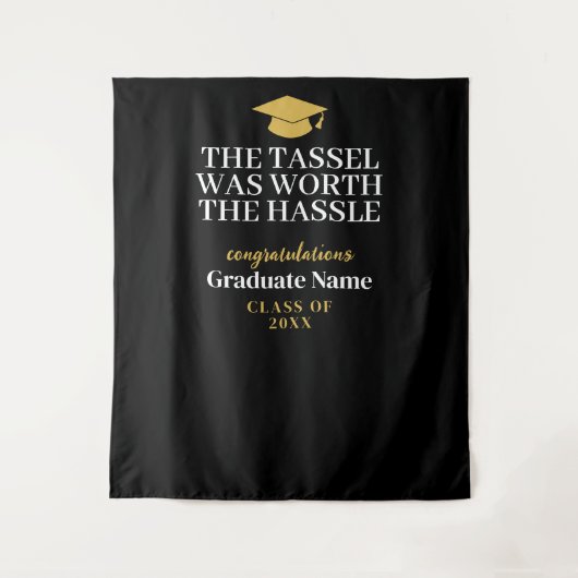 タッセルは面倒な価値があった – モダン卒業 タペストリー (正面)