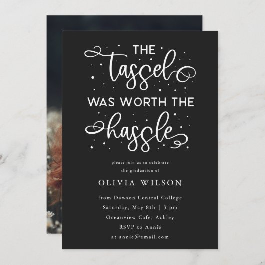 タッセルはThe Hasle Gradパーティー写真Iの価値があった 招待状 (正面/裏面)