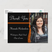 タッセルオレンジ&ブラック卒業パーティー ポストカード (正面/裏面)