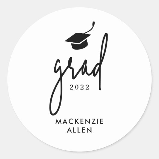 タッセルハッスル編集可能カラー卒業ステッカー ラウンドシール (正面)