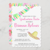 タッセルパペルピカドピンクグリーンフェスタ卒業 招待状 (正面/裏面)