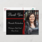 タッセルレッド&ブラック卒業パーティー発表 案内ポストカード (正面/裏面)