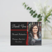 タッセルレッド&ブラック卒業パーティー発表 案内ポストカード (スタンド正面)