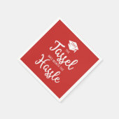 タッセルワスザハッスル卒業式キャップレッド スタンダードカクテルナプキン (角)