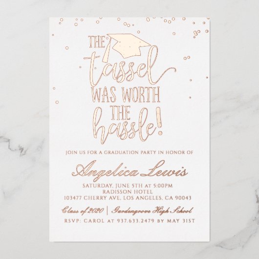 タッセルワースザハッスル卒業 箔招待状 (正面)